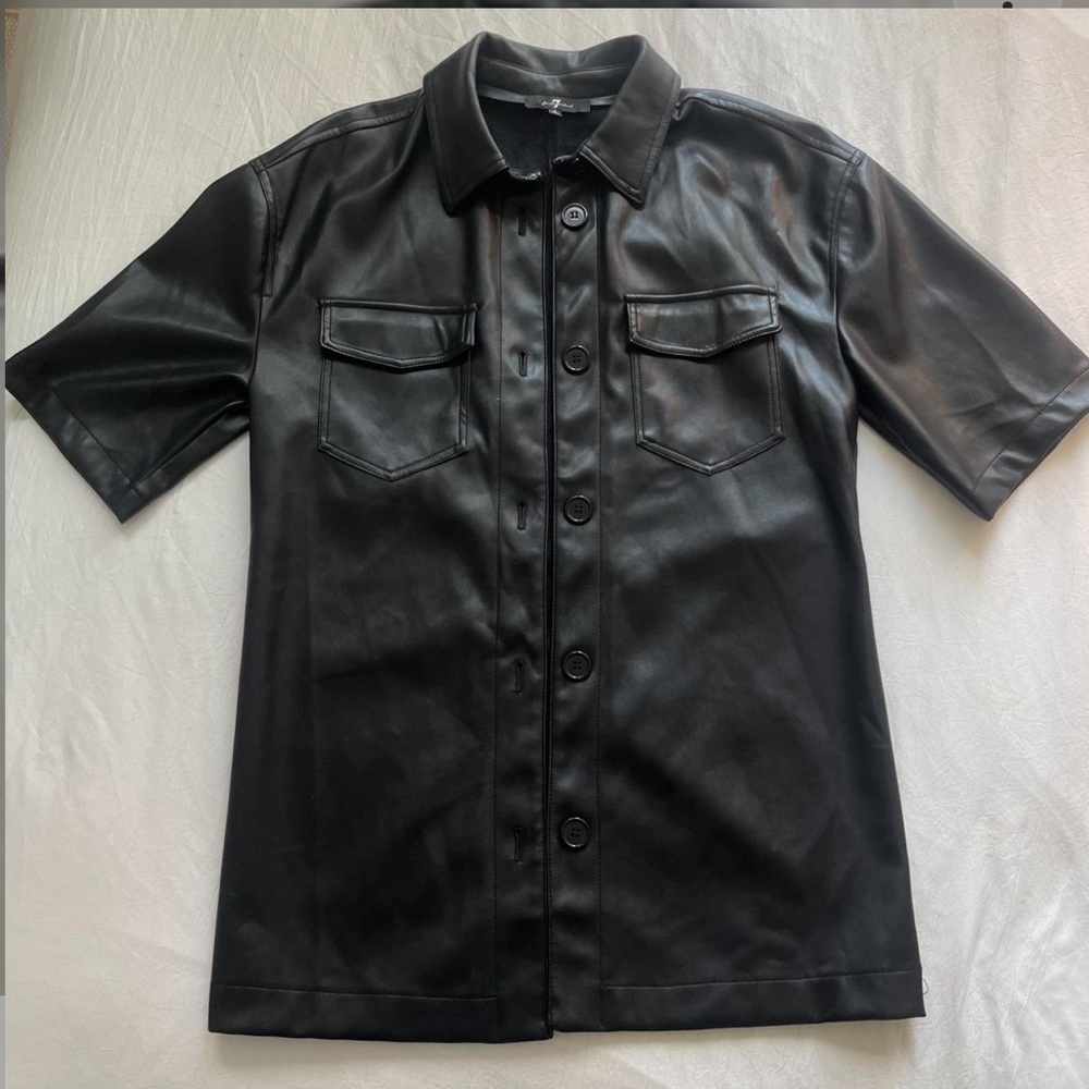 7 For All Mankind oversized leather button down